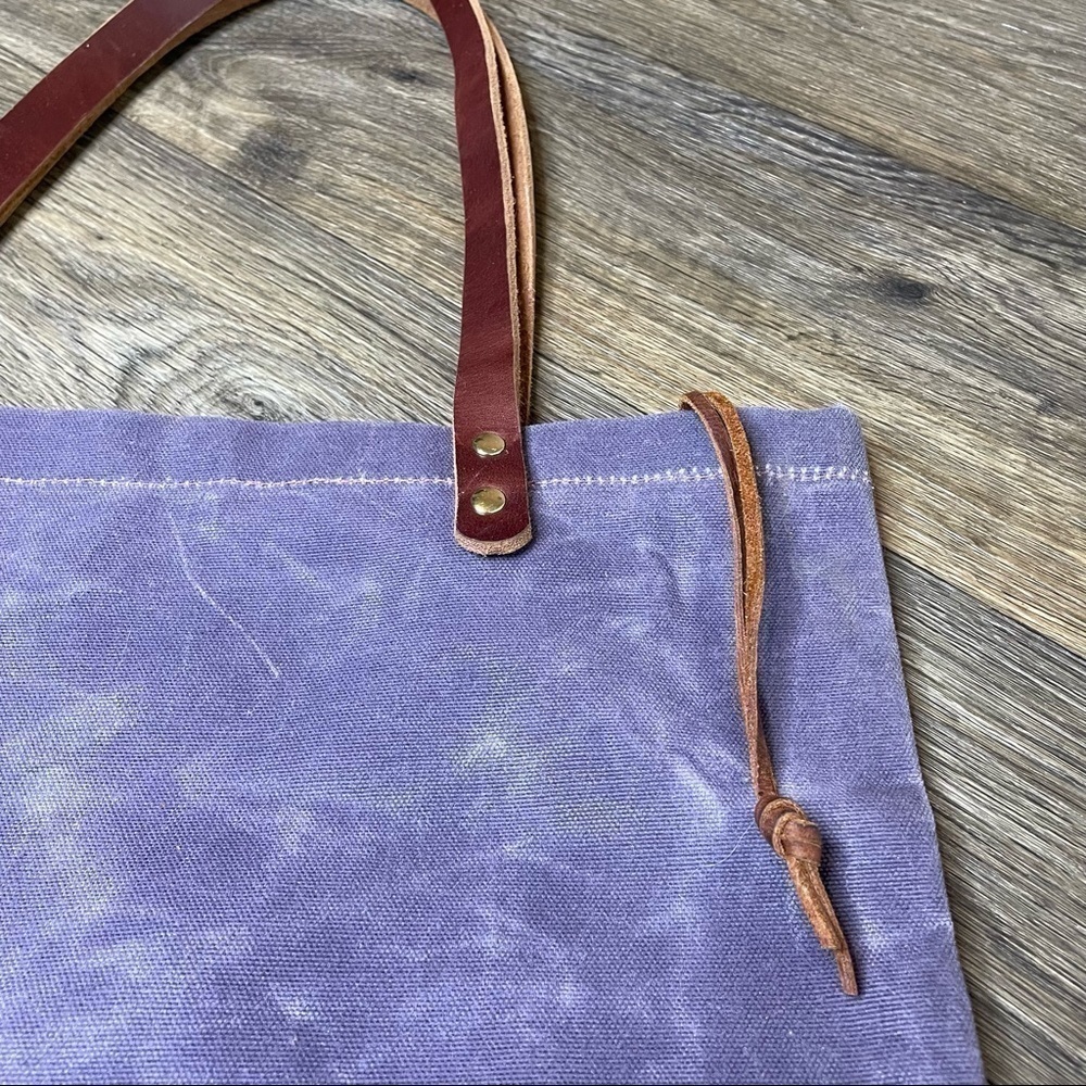 Purple Suede Canvas Bag With Genuine Leather Straps - Picture 4 of 9